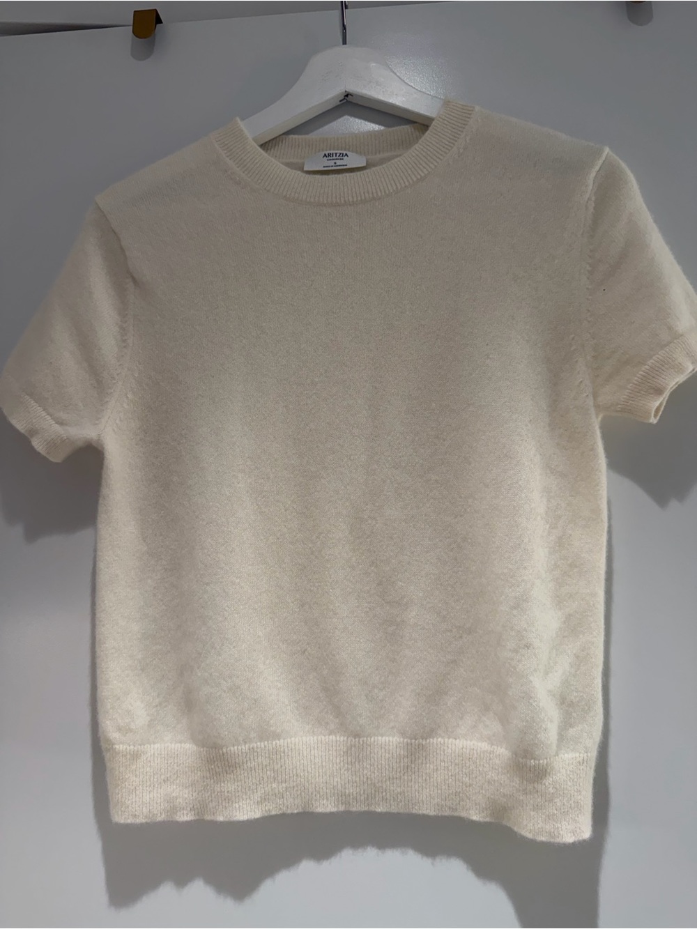 Aritzia Woman’s Short-Sleeve Crew Sweater in Cream